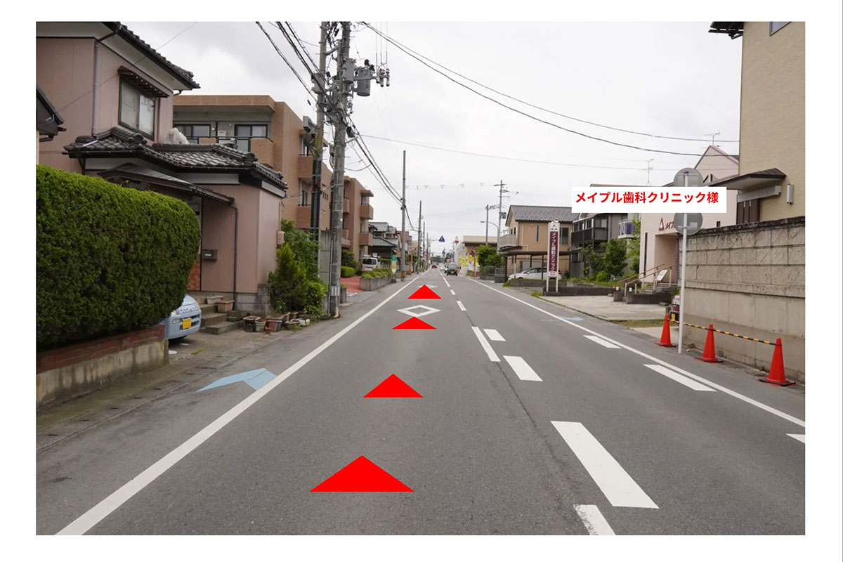 大堀幹線から、みちまちのエリアに入る道順