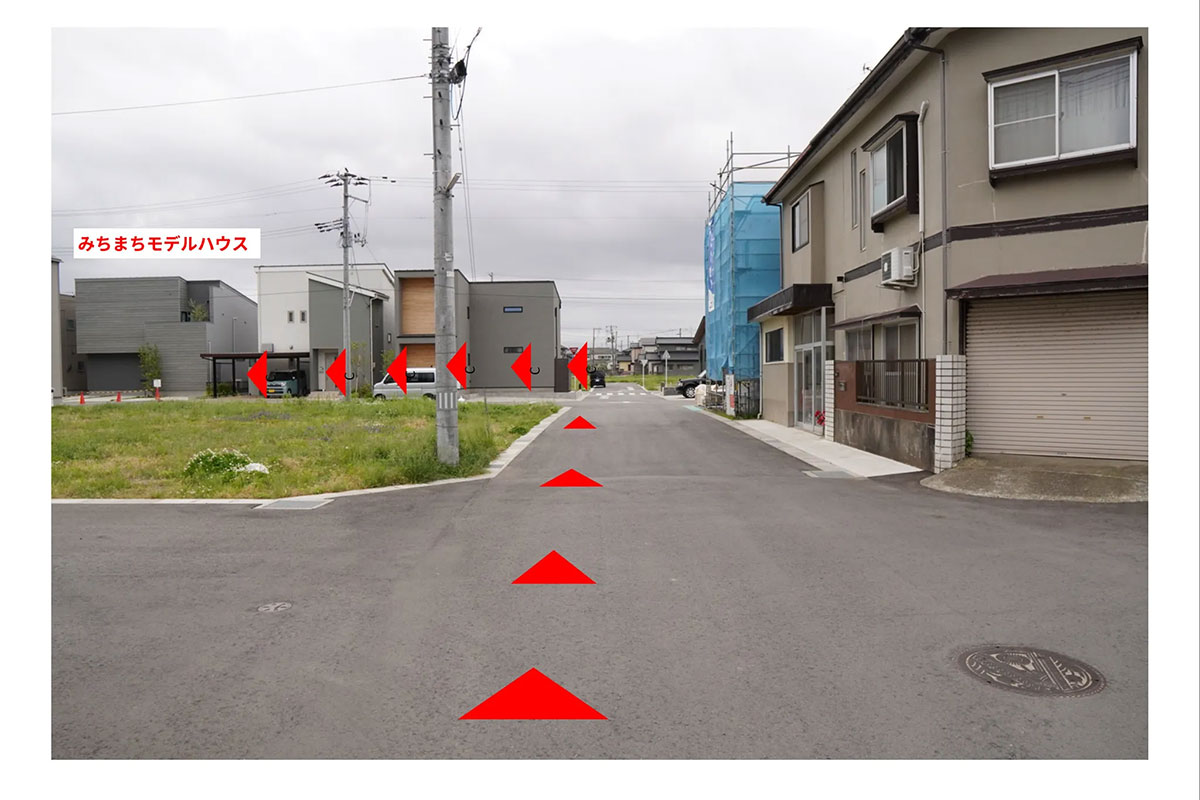 住宅地を直進